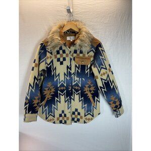 Tasha Polizzi The Mountain Shirt Faux Fur Collar Jacket Womens M Western